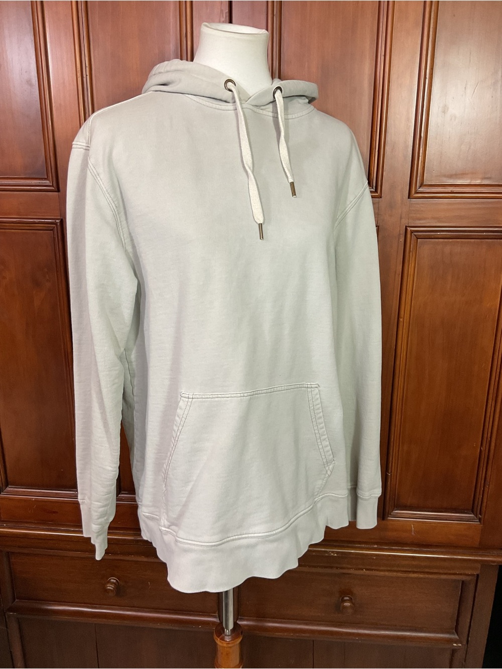 Rails Womens Cream Gray Hoodie Distressed Size L EUC As Pictured Dark Stitching
